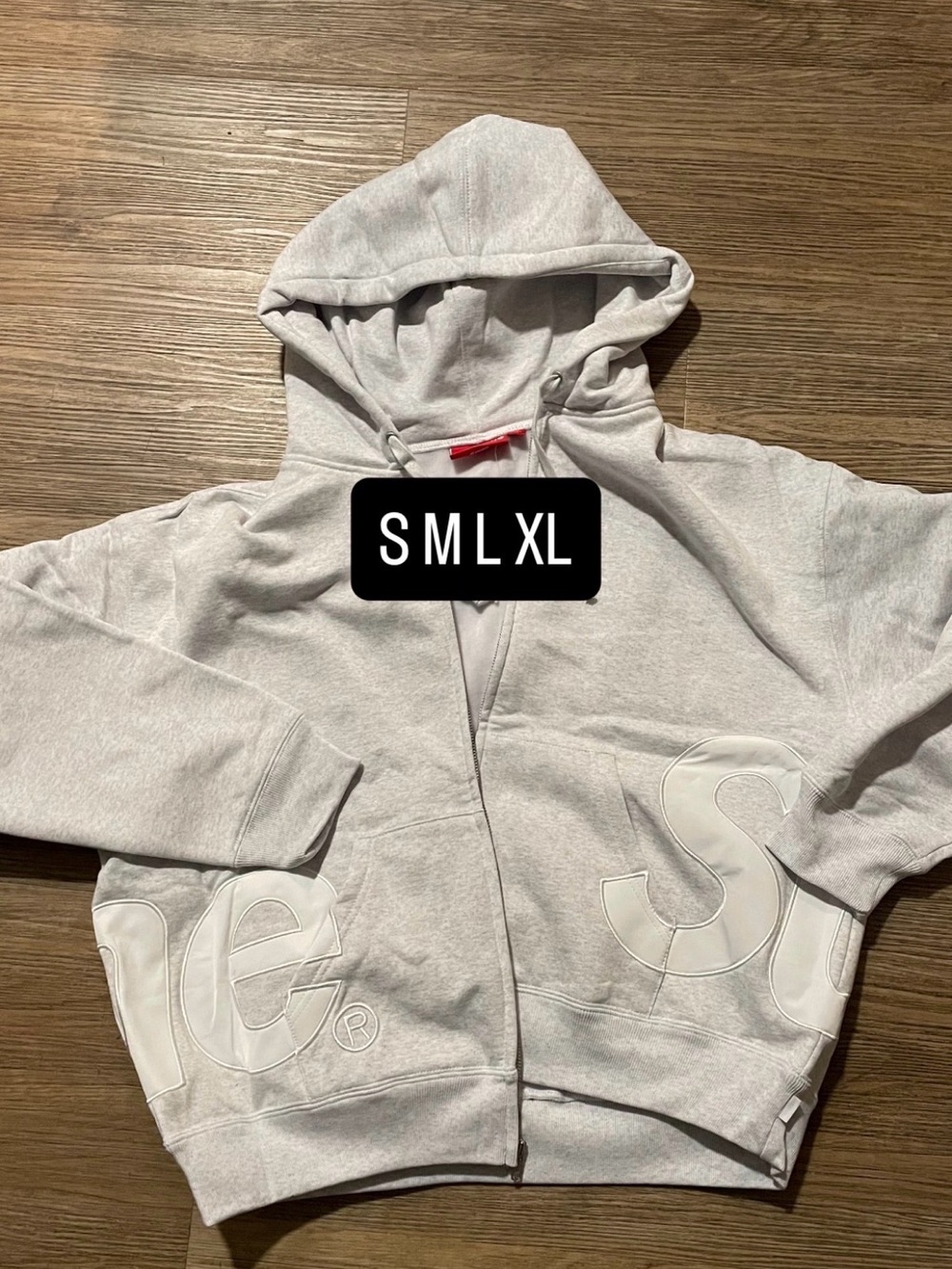 Supreme Light Gray Hooded Shirt Jacket